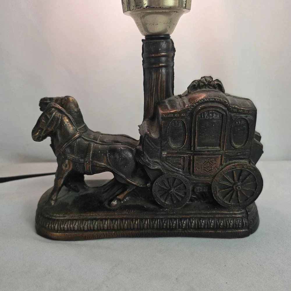 VTG Victorian Lamp Cinderella Carriage Street Lamp Bakelite Switch Cobalt Glass
